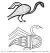 Fig. 10. A Bird, as painted on an Amorite and a Philistine Vase respectively.