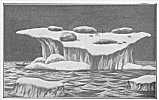 ROCK IN ICE.<br> The author claims that the rocks show in the above illustration were thrown into the air by a volcanic explosion, and dropped upon the berg while it was forming.