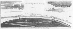 Plate 8. North Prospect from Stonehenge<br> P. a barrow opened by Lord Pembroke. S. by W. Stukeley.