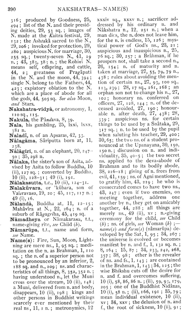 Page 390. Nakshatras—Name(s)
